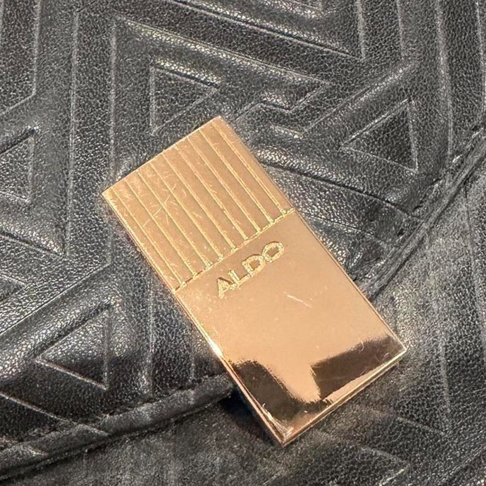 Aldo Black Clutch with Gold Chain Accent - Picture 3 of 5